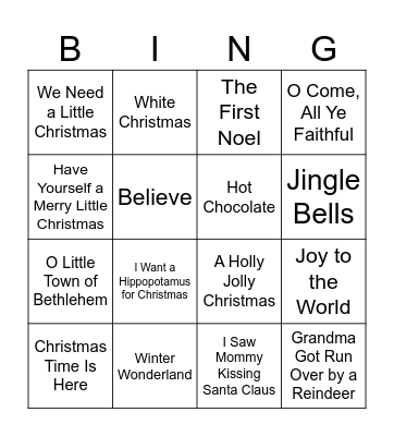 Christmas Music Bingo Card