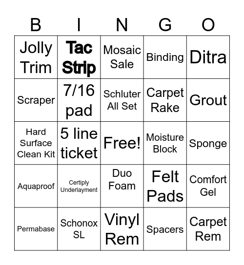 Floor Trader Bingo Card