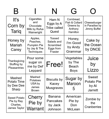 Thanksgiving Round 2 Bingo Card