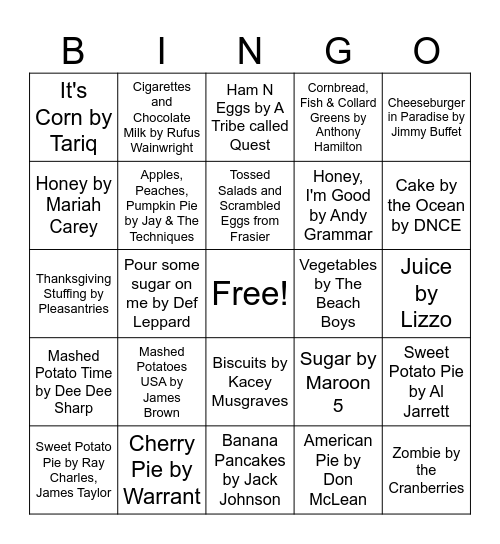 Thanksgiving Round 2 Bingo Card