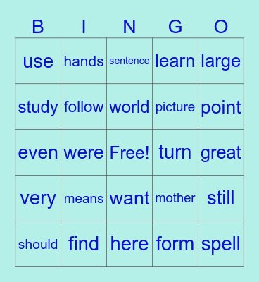 COLE Winter Bingo Card