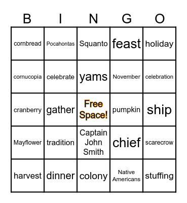 Thanksgiving BINGO! Bingo Card