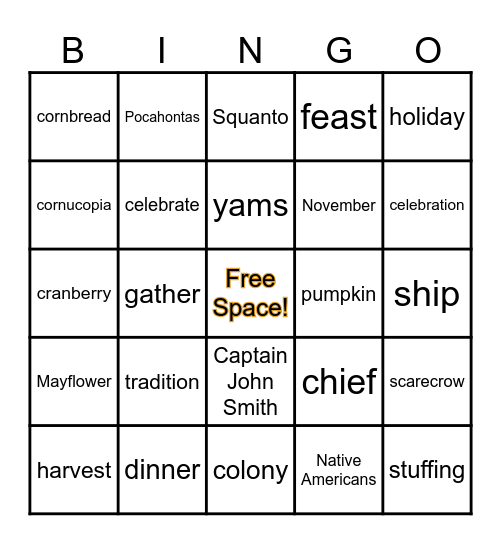 Thanksgiving BINGO! Bingo Card
