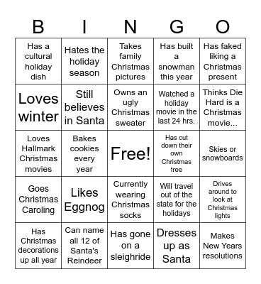 CTC Holiday Party Bingo Card