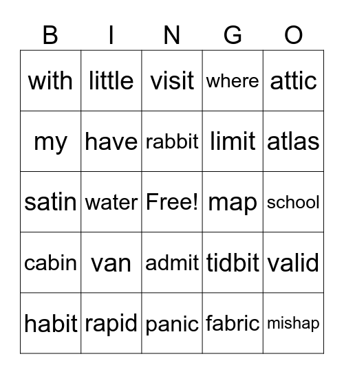 Phonics for Reading Bingo Card