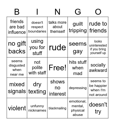 red flag bingo Card