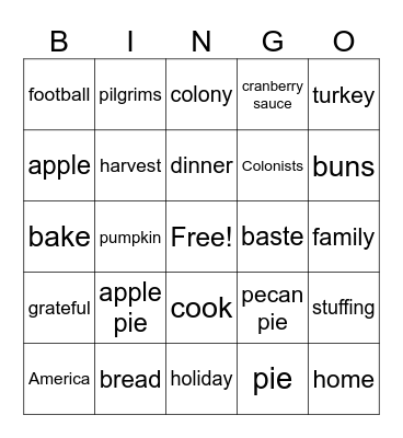 Thanksgiving Bingo Card