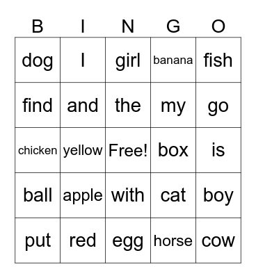 Edmark Bingo Card