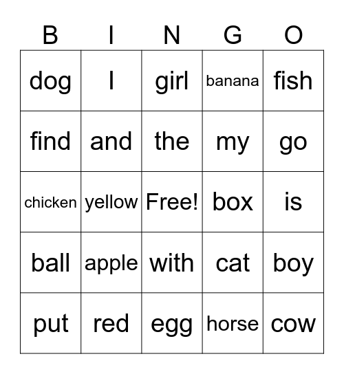 Edmark Bingo Card