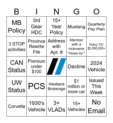 Hagerty BINGO Card