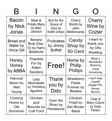 Thanksgiving Music Bingo and 3 Bingo Card