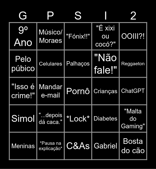 Bingo das meninas perturbadas Bingo Card