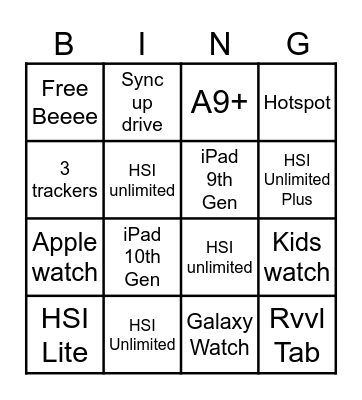 BTS/HSI Bingo Card