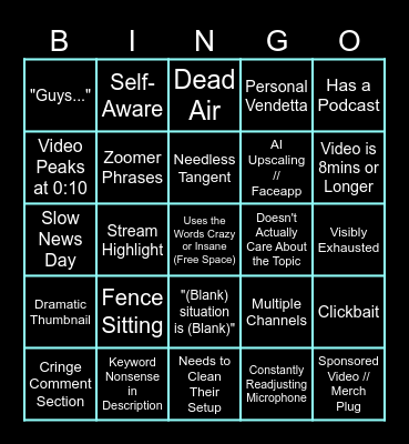 Commentary Slop Bingo Card