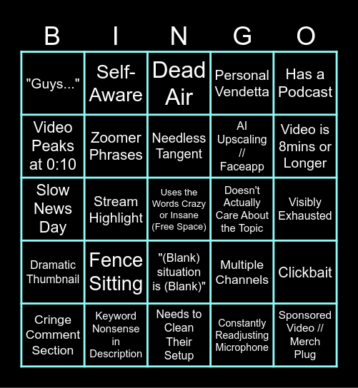 Commentary Slop Bingo Card