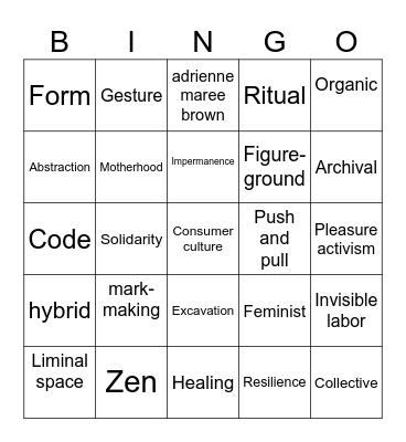 That Feels Good! Labor as Pleasure Bingo Card