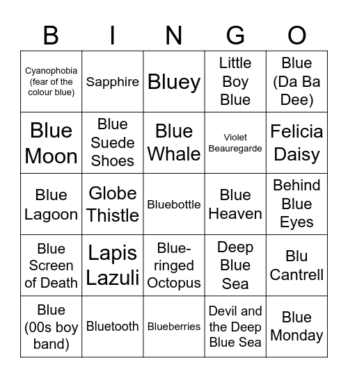 I've Got the Blues Bingo Card