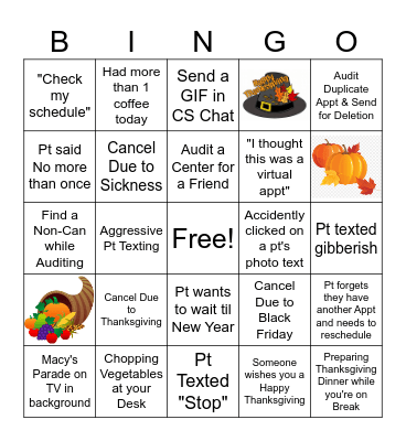 CS Bingo - Thanksgiving Edition Bingo Card