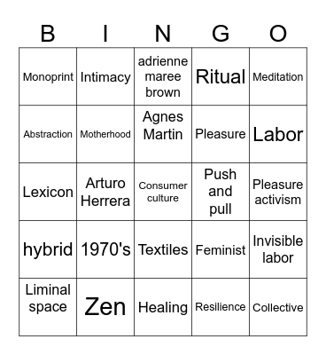 That Feels Good! Labor as Pleasure Bingo Card