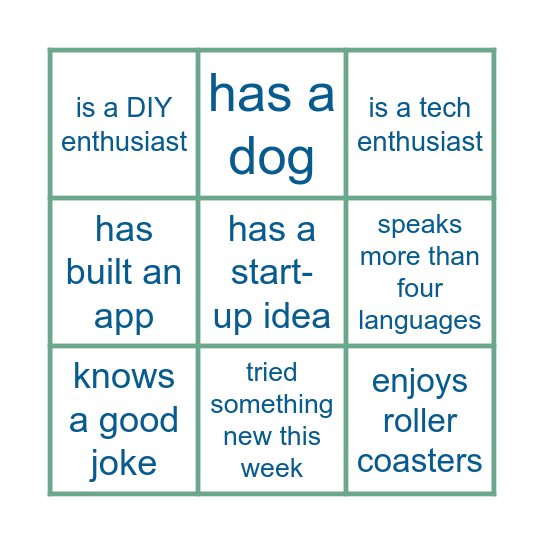 Find the person who... Bingo Card