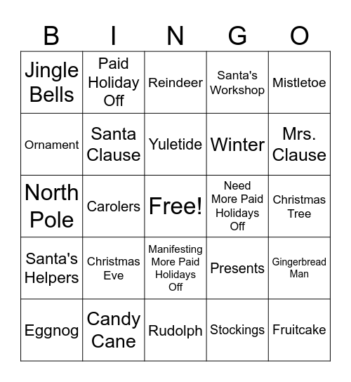 Christmas Bingo Card