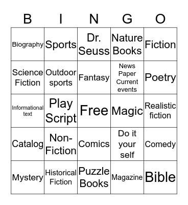 6th/7th Reading Challenge Q1 Bingo Card