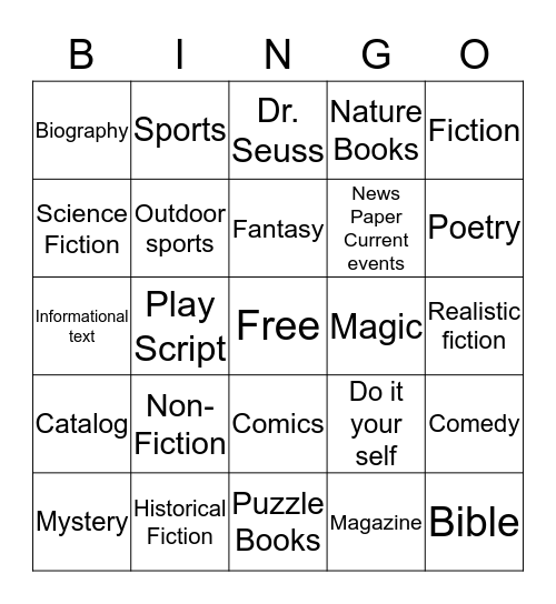6th/7th Reading Challenge Q1 Bingo Card