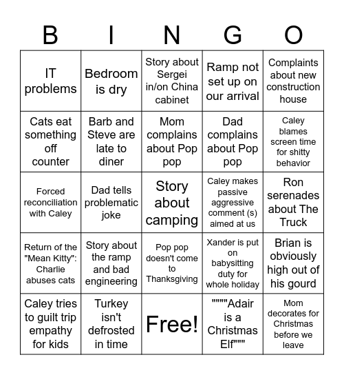 Thxgvg is GIVING this year Bingo Card