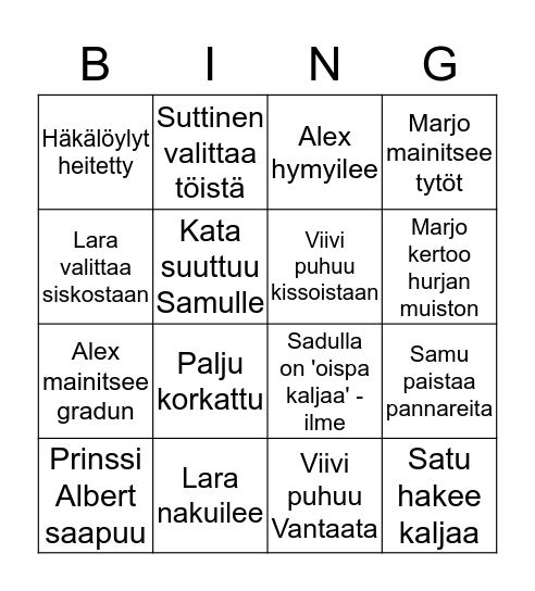Saastis Bingo Card