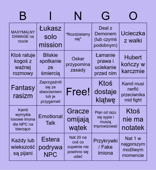 DnD Bingo Card