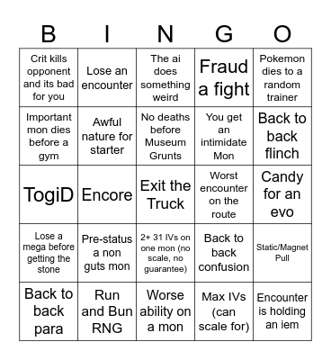 Run and Bun Bingo Board Bingo Card