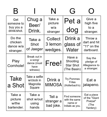 Prison Break: Crystal's 41st B-day BAR Crawl Bingo Card