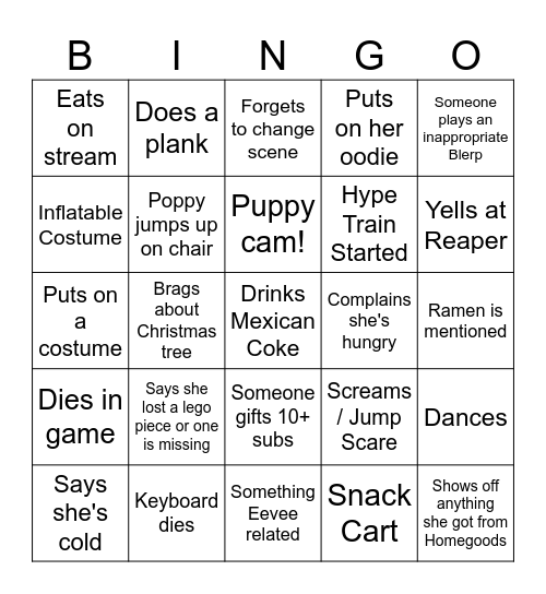 Ana's subathon Bingo Card