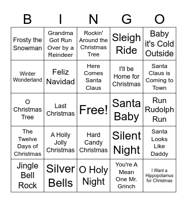 Christmas Songs 1 Bingo Card