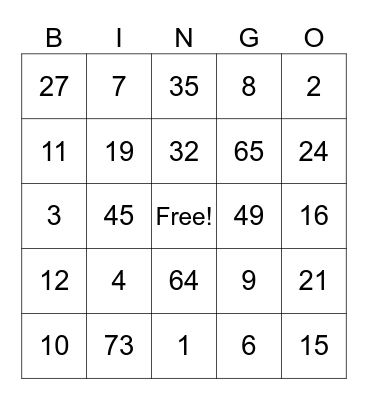 Thanksgiving bingo Card