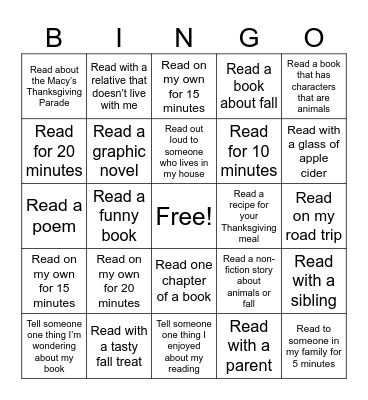 Thanksgiving Bingo Break Bingo Card