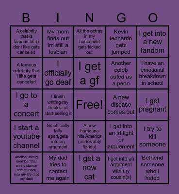 2025 Bingo Card Bingo Card