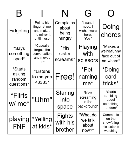 My Man Bingo <3 Bingo Card