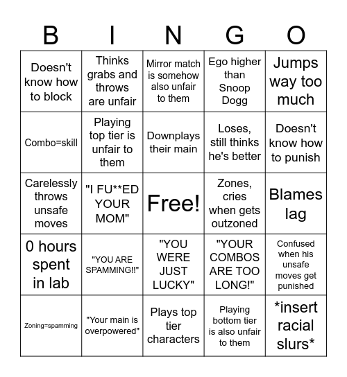 Scrub Bingo Card