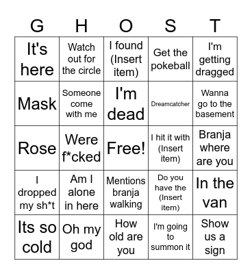 Ghosty Games Bingo Card