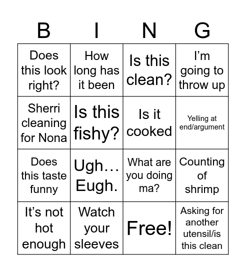 Fiebert complaint card Bingo Card