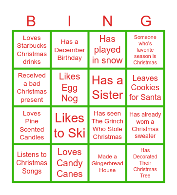 Holiday Icebreaker BINGO Card