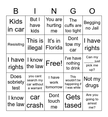 Police bodycam bingo Card