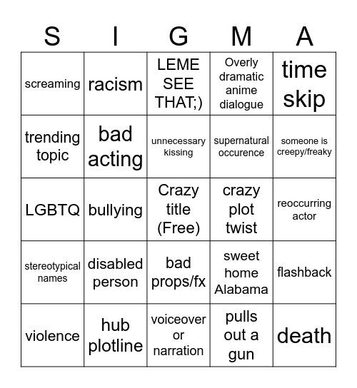 Tomorrow's teachings bingo card (DuckyDee) Bingo Card