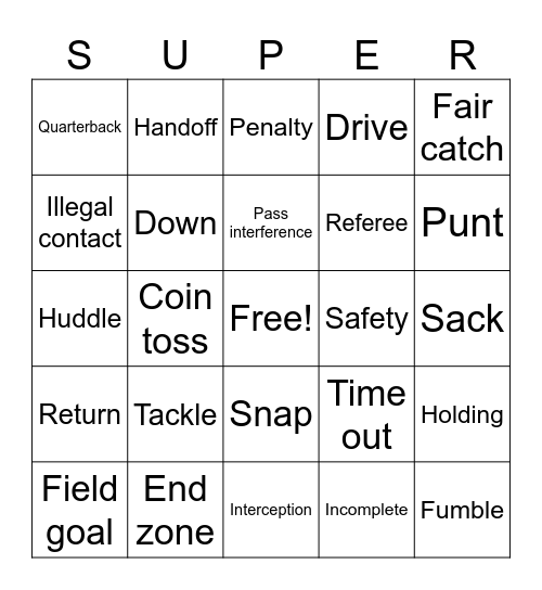 FOOTBALL Bingo Card