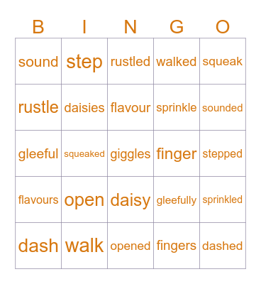Word Bingo Card