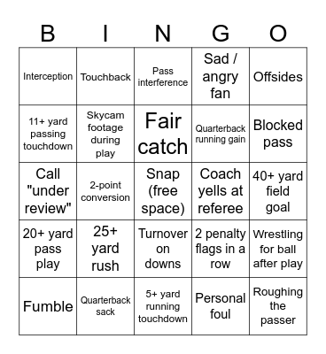 Football Bingo Card