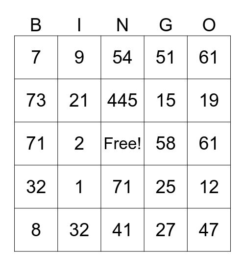 thanksgiving bingo Card