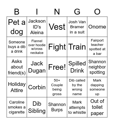 Fairport Thanksgiving 2024 Bingo Card