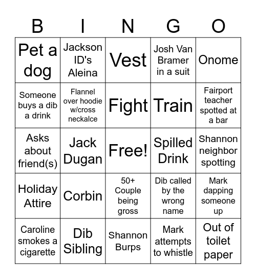 Fairport Thanksgiving 2024 Bingo Card